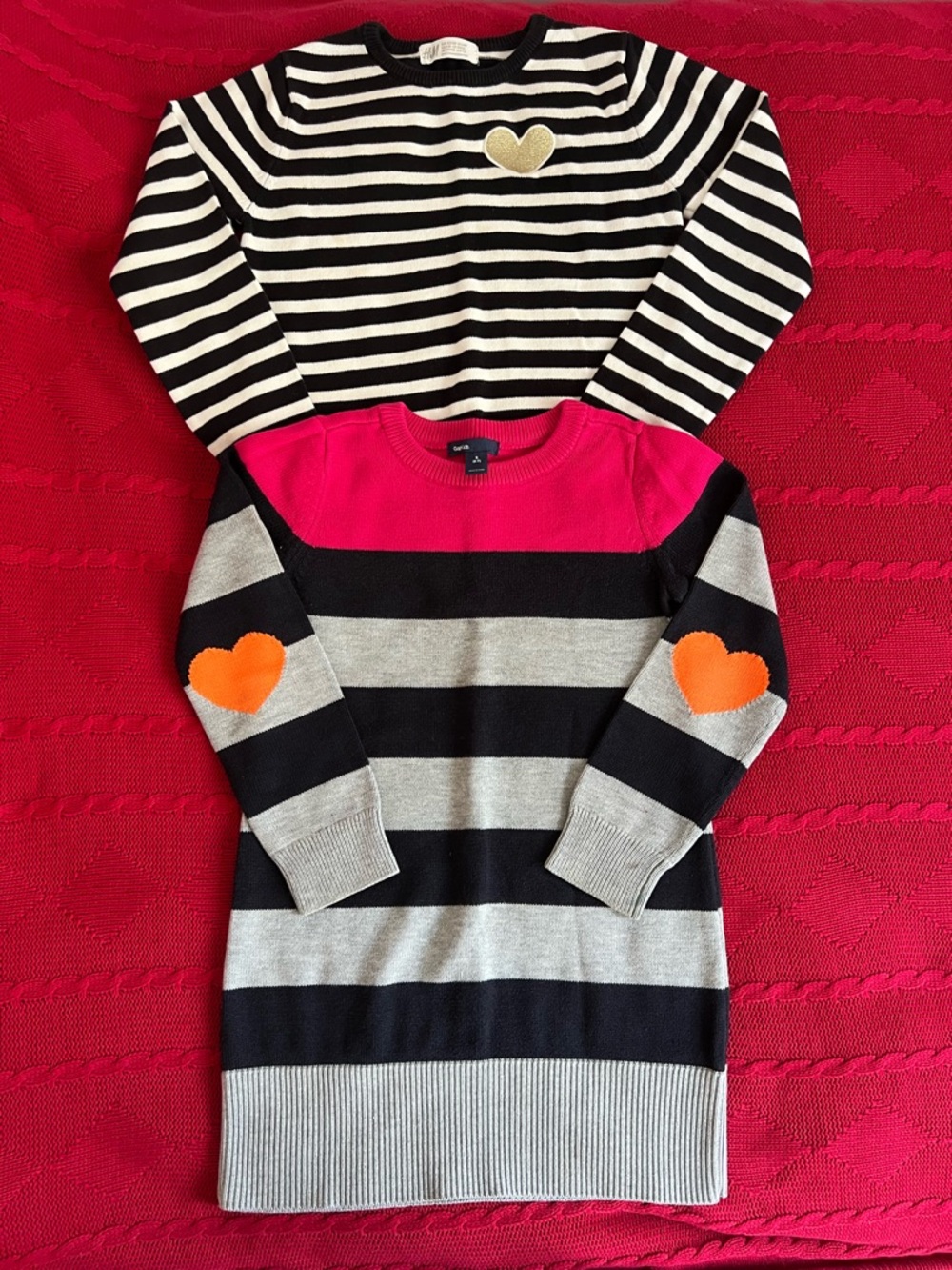 Kids 2 pieces Black and White Striped Knit Tops ( Gap and H&M)